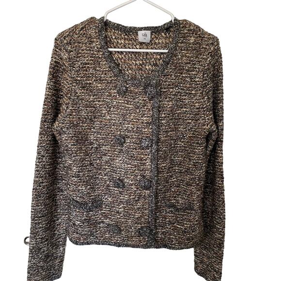 CAbi Wms M Snap Button LS Chunky Tweed Knit Cardigan Eclectic Grandpa Academia - Picture 1 of 9